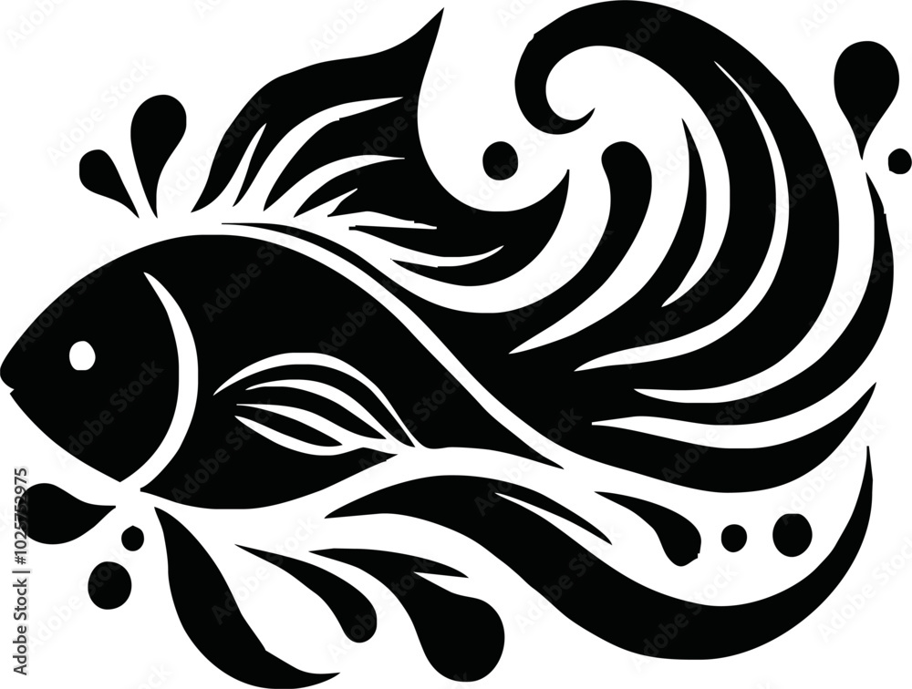 Fototapeta premium fish silhouettes - vector illustration, fishing tatto