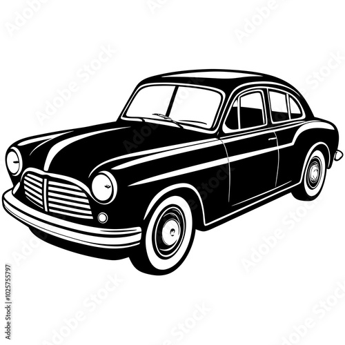 Classic vintage retro car vector illustration on a white background
