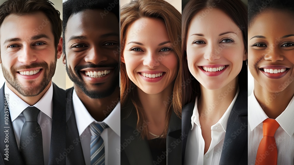 Diverse group of smiling professionals, showcasing unity and confidence Diverse group of smiling professionals, showcasing unity and confidence
