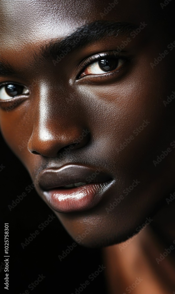 Close-up of a black man's face. Close-up of a black man's face.