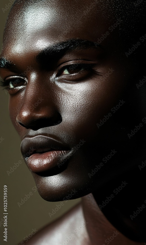 Close-up of a black woman's face. Close-up of a black woman's face.