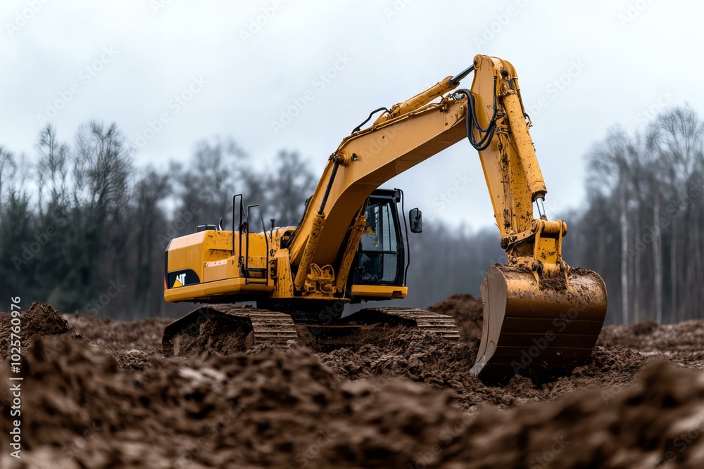 Excavator machine working on the construction site Excavator machine working on the construction site
