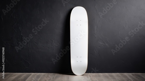 High-quality skateboard mockup featuring a blank deck. Ideal for presenting custom artwork, brand logos, or design concepts in a realistic skateboarding context