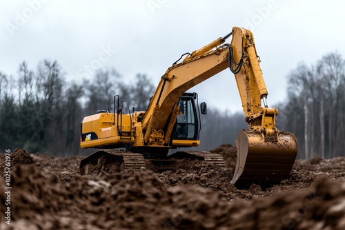 Wallpaper Mural Excavator machine working on the construction site  Torontodigital.ca