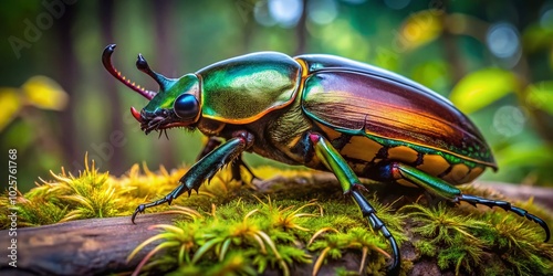 Majestic Titanus Giganteus Beetle: A Stunning Close-Up of One of the Largest Beetles in the World in Its photo