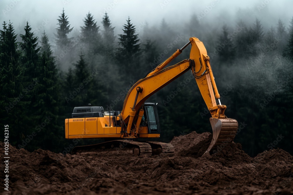 Excavator machine working on the construction site Excavator machine working on the construction site