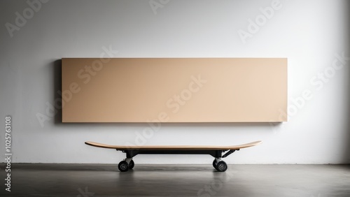 High-quality skateboard mockup featuring a blank deck. Ideal for presenting custom artwork, brand logos, or design concepts in a realistic skateboarding context