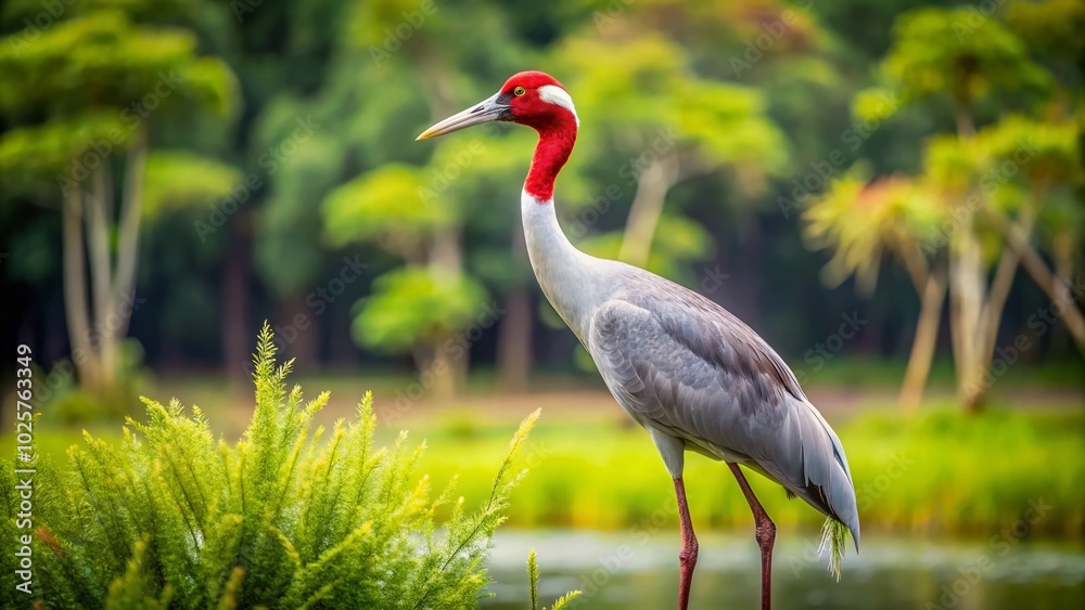 Naklejka premium Majestic view of the tallest bird in the world standing gracefully in its natural habitat