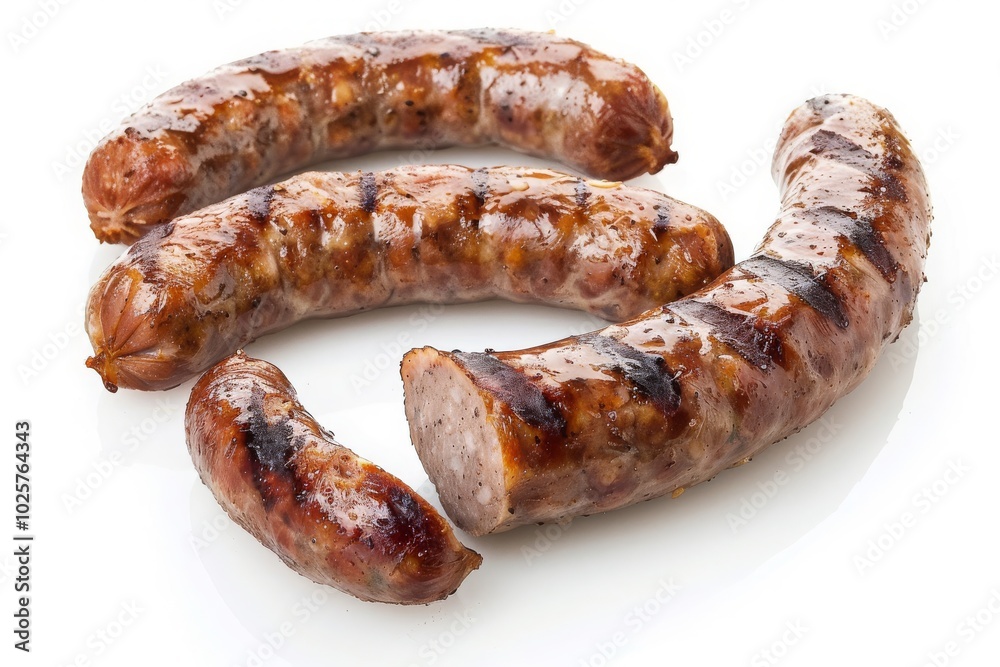 sausages isolate on white background MONA sausages isolate on white background MONA