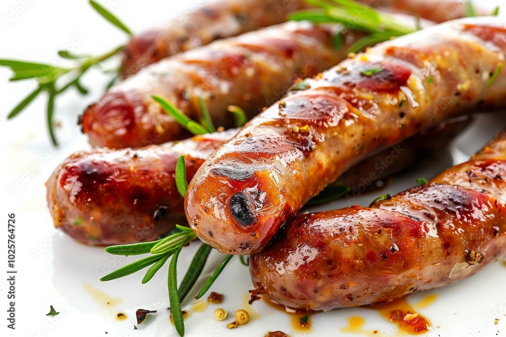 sausages isolate on white background MONA sausages isolate on white background MONA