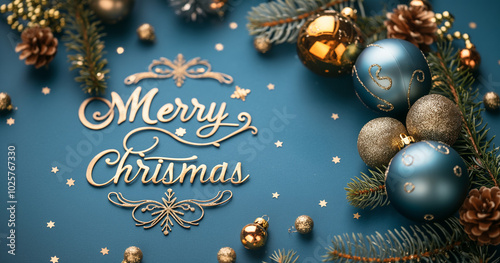 Wallpaper Mural Merry Christmas Festive Decor with Gold Ornaments Torontodigital.ca