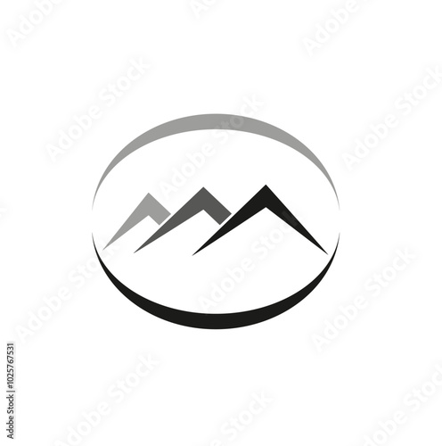 Mountain logo vector abstract oval shape symbol icon 
