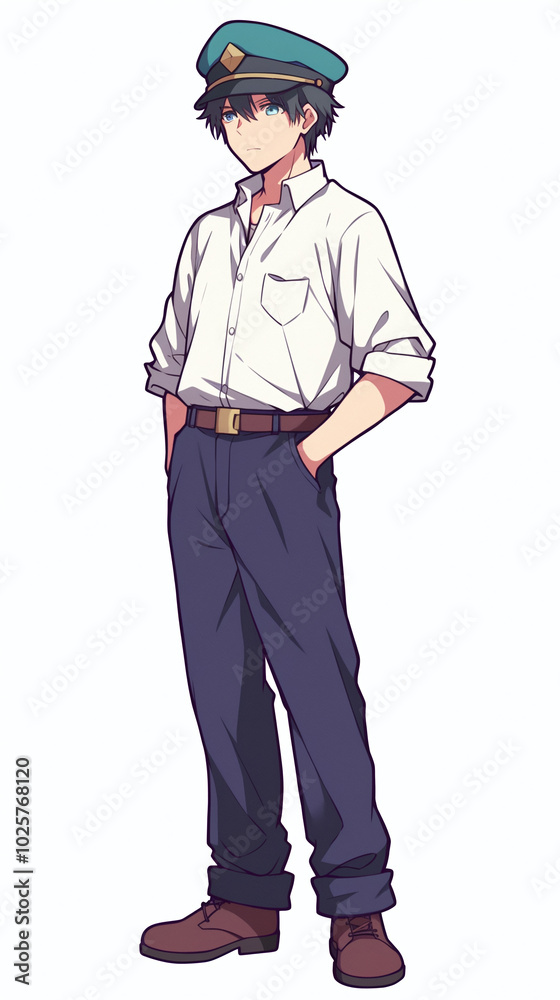 Anime Character in Casual Wear with Cap Anime Character in Casual Wear with Cap