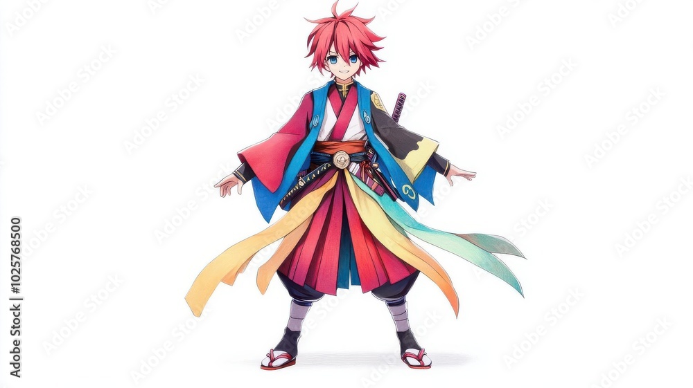 Anime character sheet layout, multiple poses, ink and color pencil, vibrant colors, dynamic sketch style Anime character sheet layout, multiple poses, ink and color pencil, vibrant colors, dynamic sketch style