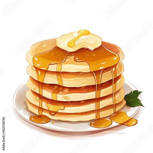 Wallpaper Mural Stack Of Pancakes With Butter And Syrup On A Plate Torontodigital.ca