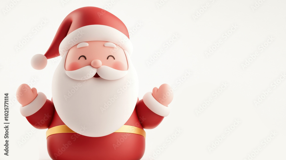Jolly cartoon santa claus with white beard and red hat celebrating christmas and st nicholas day against a white background Jolly cartoon santa claus with white beard and red hat celebrating christmas and st nicholas day against a white background