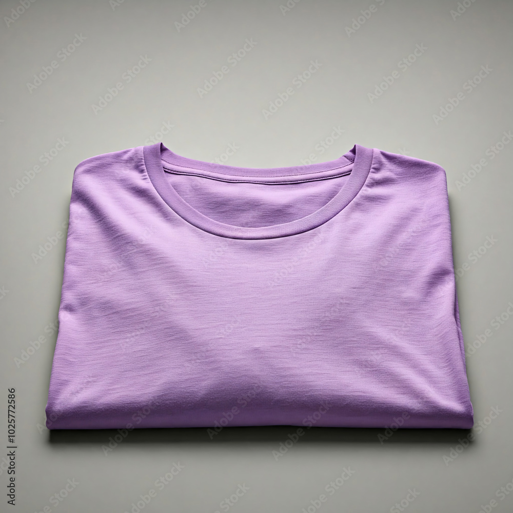 Folded Purple T-Shirt on Grey Background Folded Purple T-Shirt on Grey Background