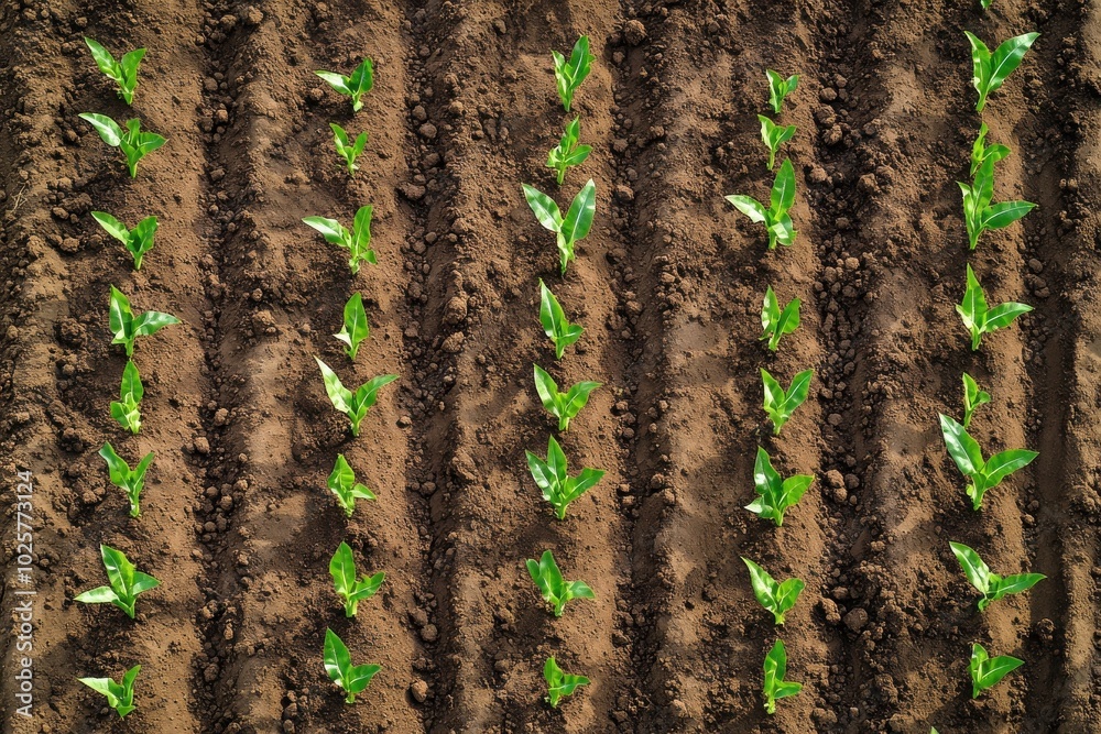 Top View of Seedlings Growing in Neat Rows.
Top View of Seedlings Growing in Neat Rows.
