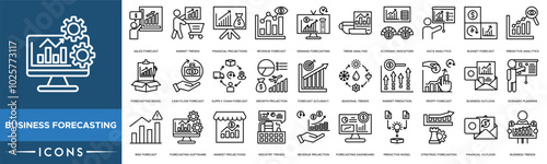 Business forecasting icon. Sales Forecast, Market Trends, Financial Projections, Revenue Forecast, Demand Forecasting photo