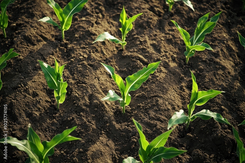 Young Green Plants Growing in Neat Rows.
Young Green Plants Growing in Neat Rows.
