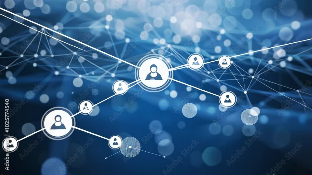 Abstract network connections background with blue and white toned dots and lines
