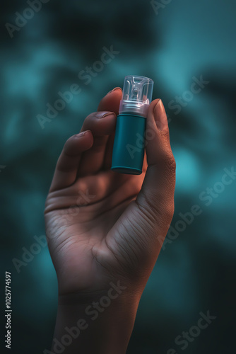 A closeup of a person s hand reaching for an inhaler during a sudden asthma attack