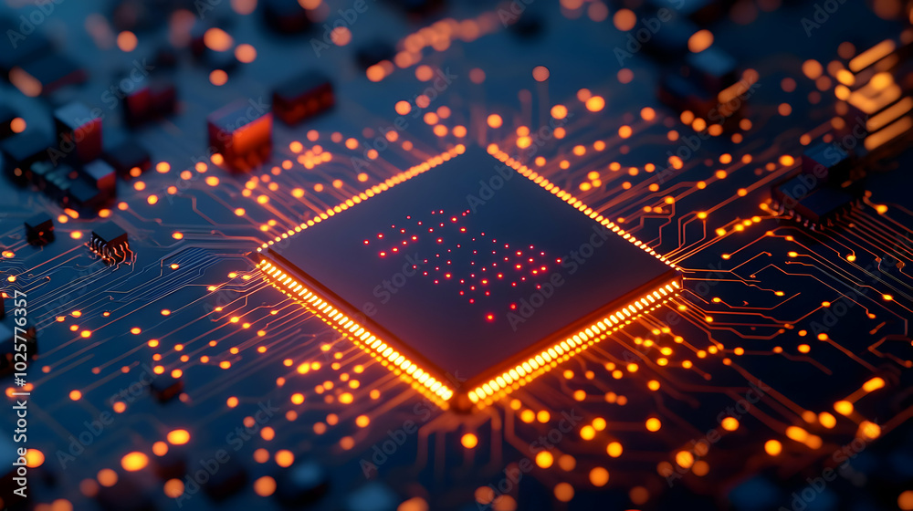 Circuit Board Lights Up with Data Processing Power Circuit Board Lights Up with Data Processing Power