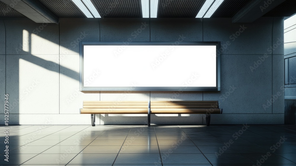 Mockup Lightbox billboard, positioned in a public area under bright daylight, empty and ready for information. Mockup Lightbox billboard, positioned in a public area under bright daylight, empty and ready for information.