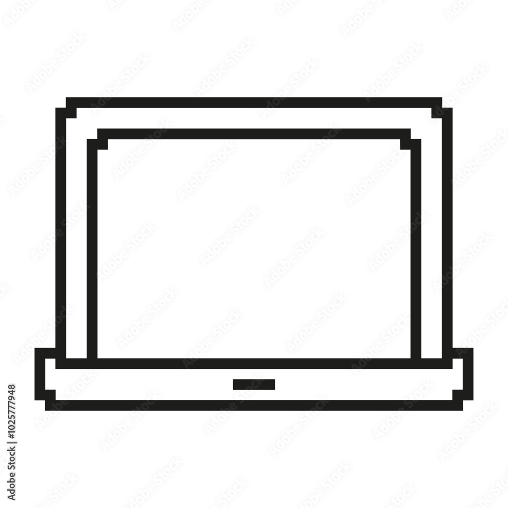 Laptop Pixelated Icon. Pixel Art of a Portable Computer for Work and Technology. Isolated Vector Illustration Laptop Pixelated Icon. Pixel Art of a Portable Computer for Work and Technology. Isolated Vector Illustration