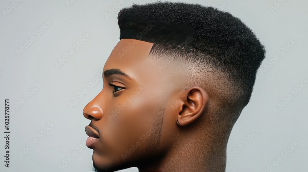 Stylish Profile of a Young Man with Modern Haircut Stylish Profile of a Young Man with Modern Haircut