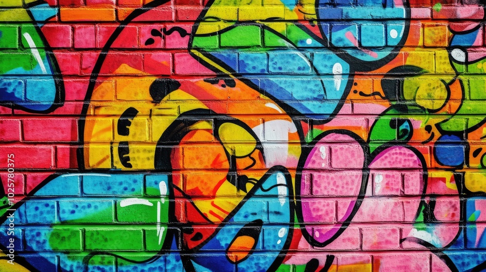 Colorful Graffiti Wall Art in Urban Setting Colorful Graffiti Wall Art in Urban Setting