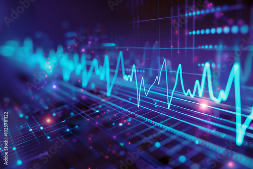 Audio soundwave scope signal as an abstract background depicting a sound wave frequency in a recording studio or a hospital showing a heart monitor pulse, technology stock illustration image