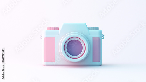 A minimalist camera icon designed with sleek lines, centered on a white background, with a modern and tech-savvy vibe. v3