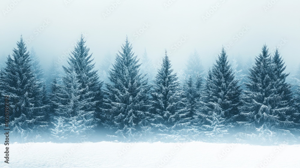 Serene Winter Landscape with Snowy Pines Serene Winter Landscape with Snowy Pines