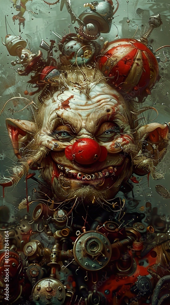 Creepy Clown Robot: A Surreal and Dark Digital Painting Creepy Clown Robot: A Surreal and Dark Digital Painting