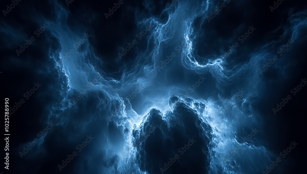 Abstract blue and dark cloudscape, swirling with energy. Abstract blue and dark cloudscape, swirling with energy.