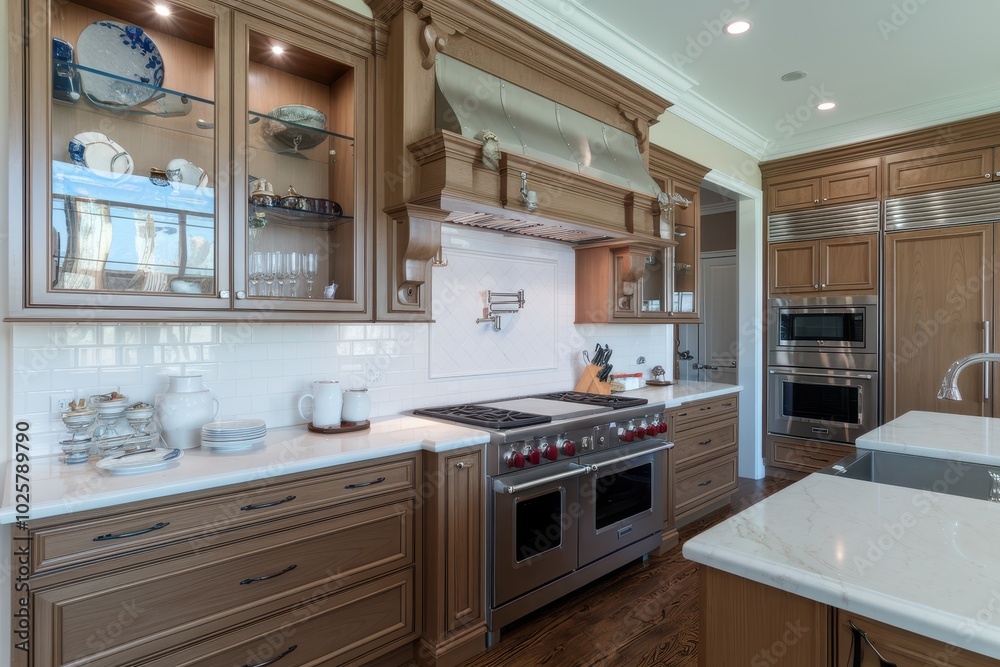 A kitchen with a large oven and a sink A kitchen with a large oven and a sink