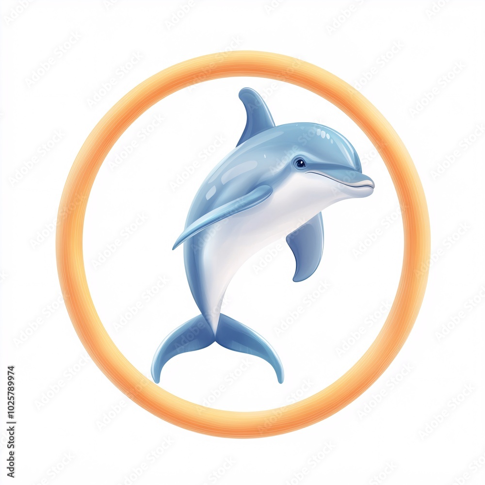 Cartoon Dolphin Jumping Through Hoop Illustration Cartoon Dolphin Jumping Through Hoop Illustration