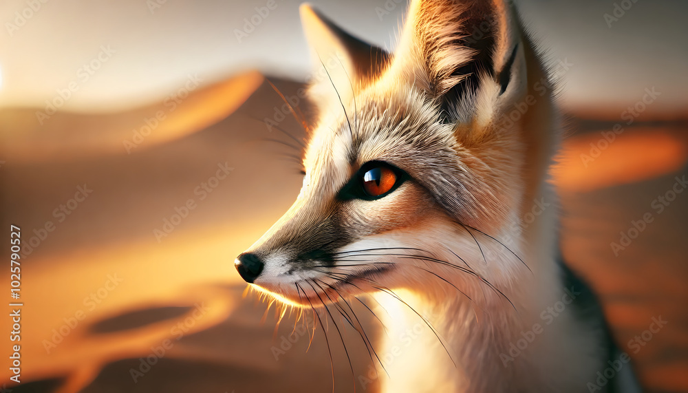 Obraz premium Desert Fox Face in Soft Sunlight