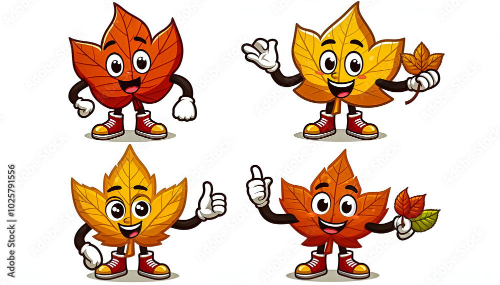 Clipart of Funny Autumn Leaves Character Vector Design, isolated on a white background Clipart of Funny Autumn Leaves Character Vector Design, isolated on a white background