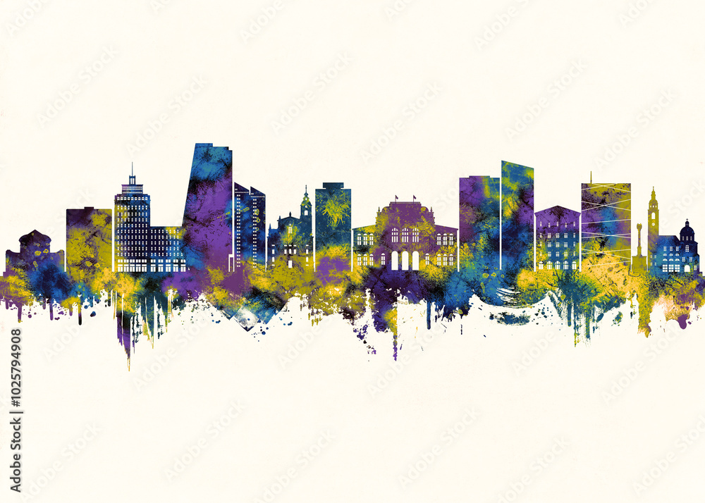 Fototapeta premium Ljubljana City Skyline. Cityscape Skyscraper Buildings Landscape City Downtown Abstract Landmarks Travel Background Modern Art Architecture Business Building Corporate