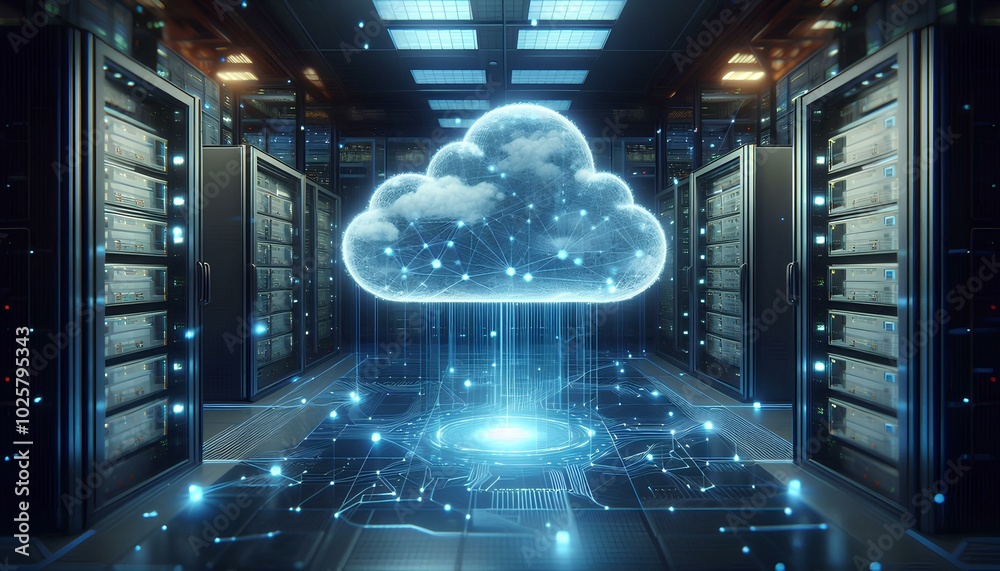 Futuristic Data Center The Glow of Digital Clouds Futuristic Data Center The Glow of Digital Clouds