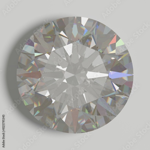Luxury Diamond round brilliant cut  on light grey on background