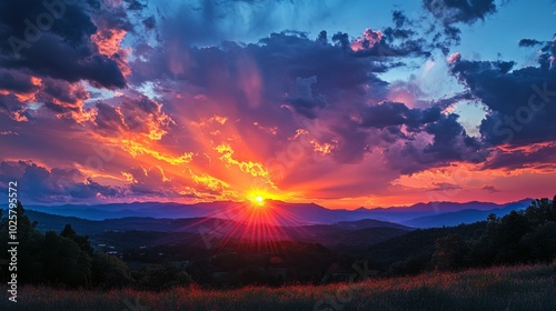 Breathtaking Sunset Over Mountain Landscape