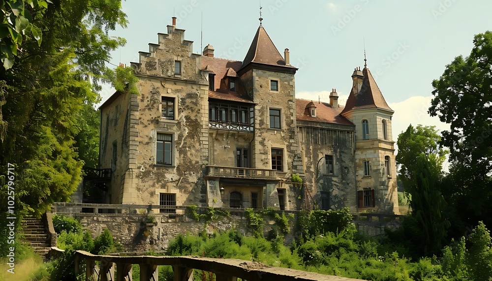 Naklejka premium Castle in the park in autumn