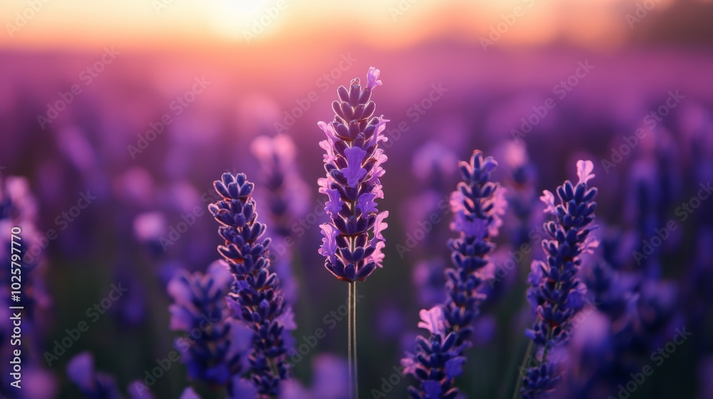 Obraz premium Lavender Fields at Sunset