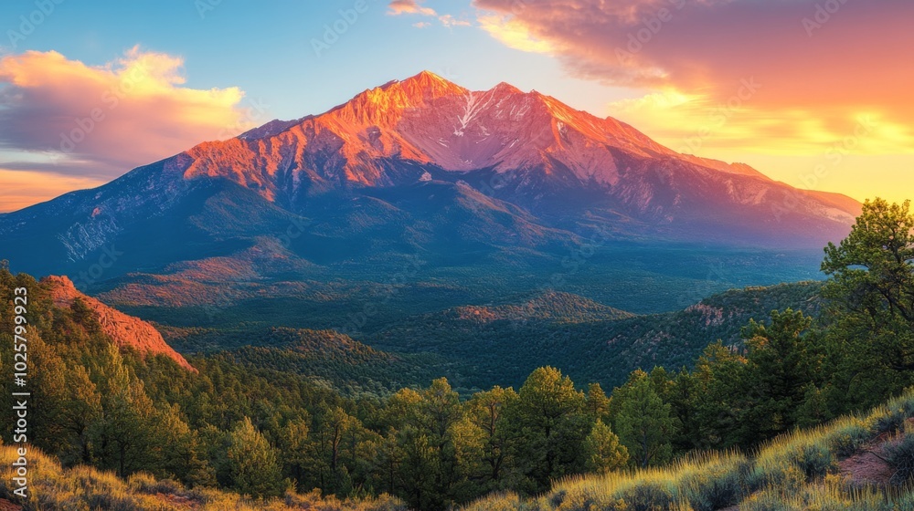 Obraz premium Majestic Mountain Sunset