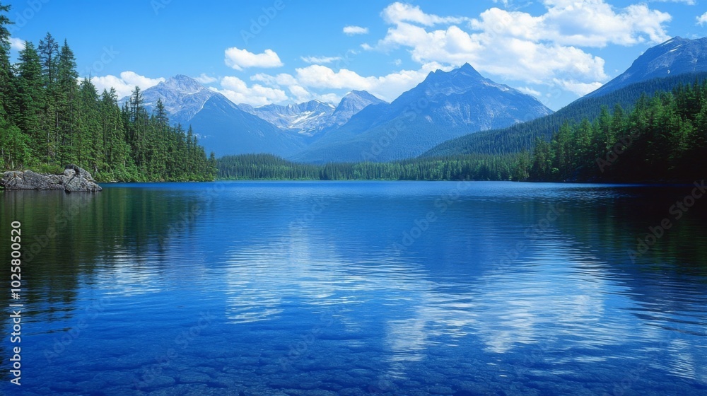 Serene Mountain Lake Landscape Serene Mountain Lake Landscape