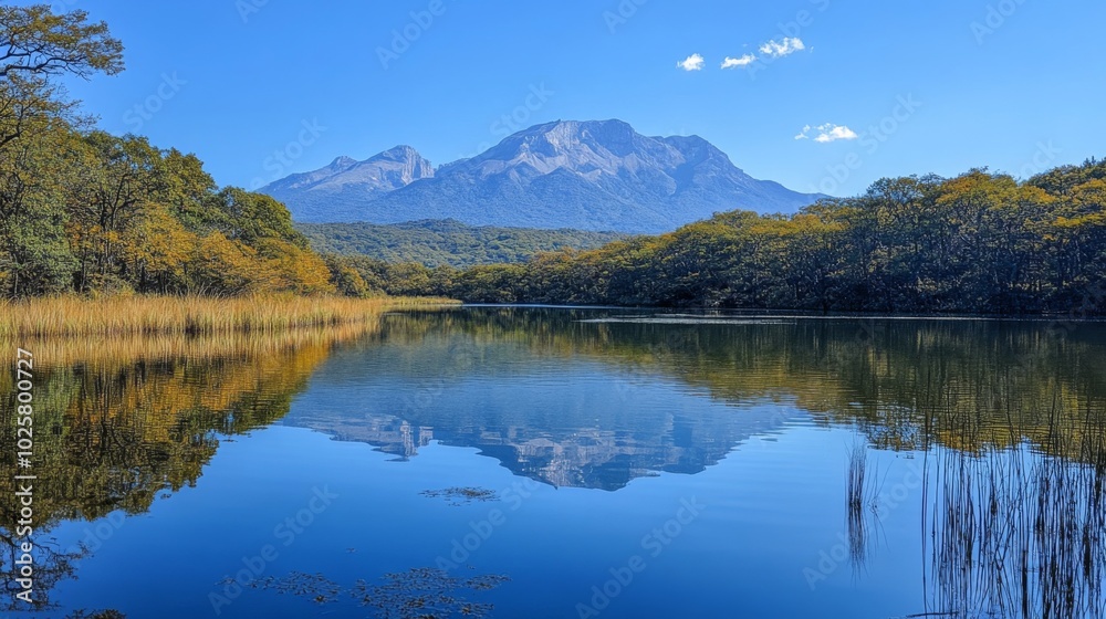 Majestic Mountain Reflected in Tranquil Lake Majestic Mountain Reflected in Tranquil Lake