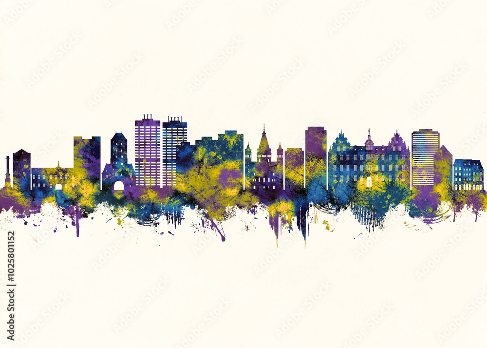 Mainz City Skyline. Cityscape Skyscraper Buildings Landscape City Downtown Abstract Landmarks Travel Background Modern Art Architecture Business Building Corporate